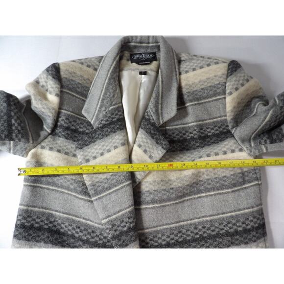 Braeton Small Wool Blazer Jacket Aztec Southwestern Gray Wool Office Career 90s - Picture 8 of 16